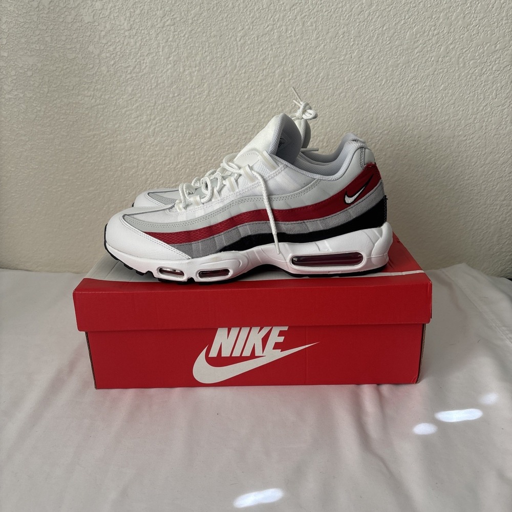Nike Air Max 95 Essential White Varsity Red Size 13 black  Swoosh